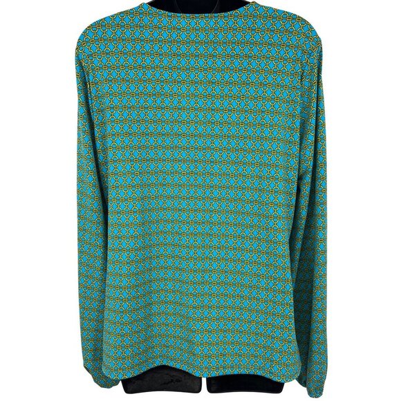 Michael Kors Extra Large Women Ruch Button Chain Blouse Milos Blue Top NWT New - Picture 5 of 8